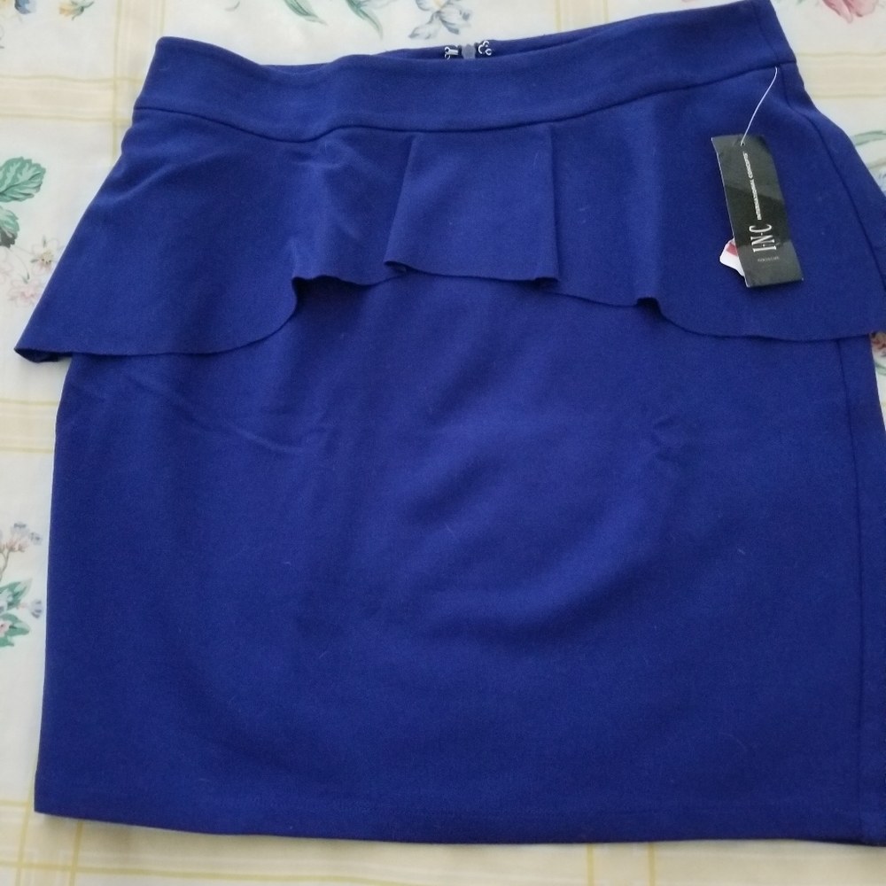 NWT I.N.C Royal Blue Mini Skirt with Peplum